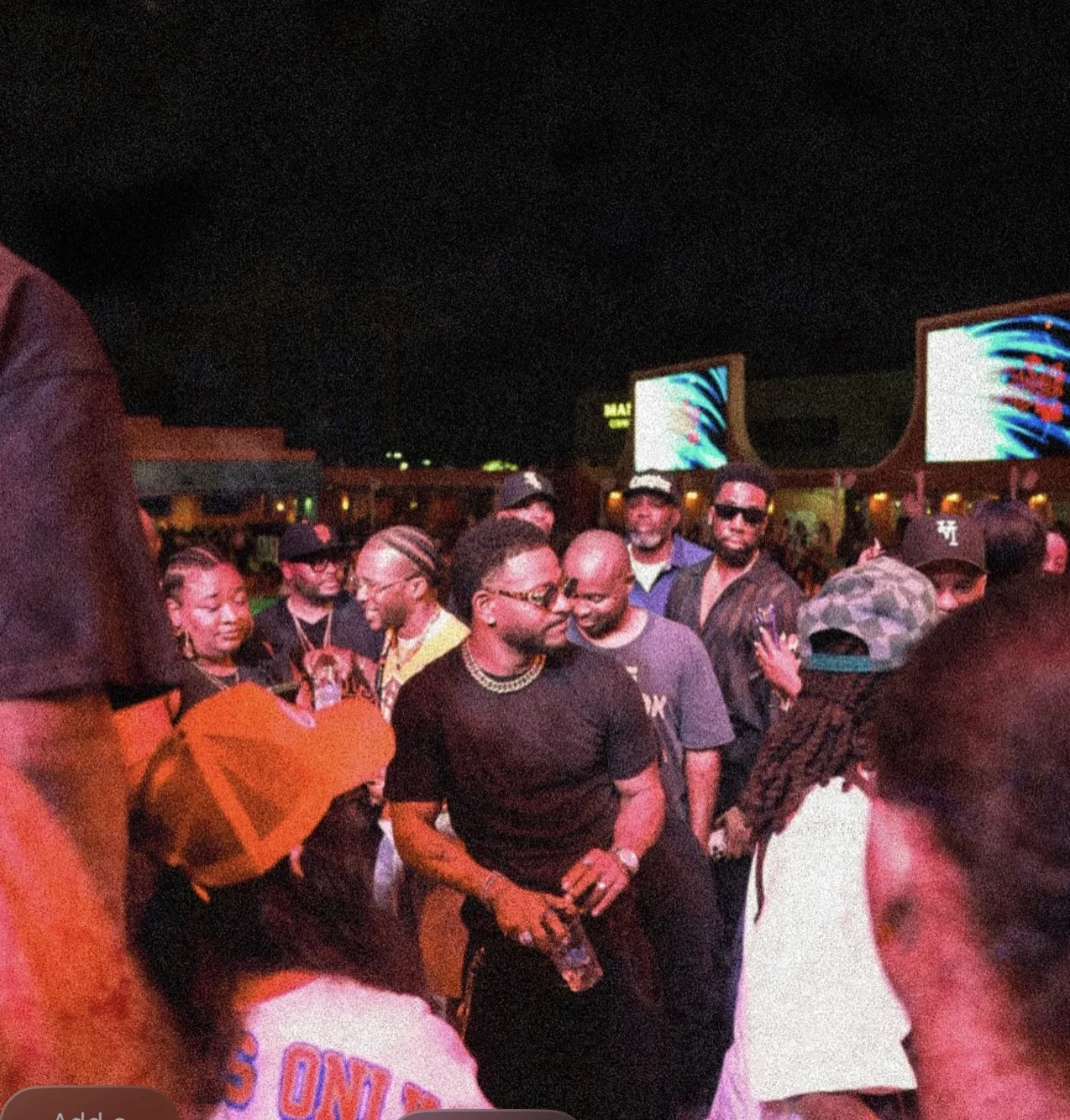 Guests gathered at the event at night